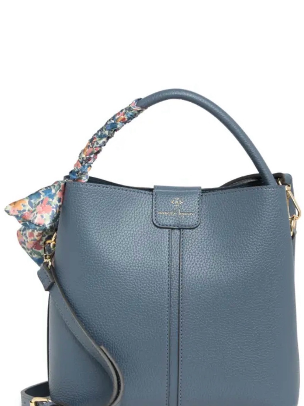 Nanette Lepore Slate Blue Pebbled Leather Shoulder Bag